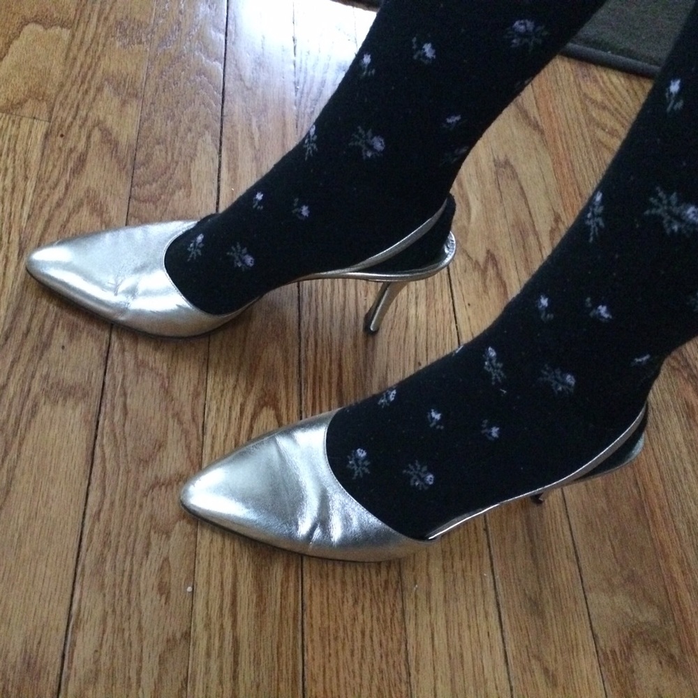 Yves Saint Laurent vintage gold sling back heels
